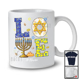 Personalized LOVE; Happy Hanukkah Decoration Custom Name Menorah Lover; Family Group T-Shirt