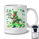 Personalized Leprechaun Playing Badminton; Joyful St. Patrick's Day Shamrock; Custom Name Player T-Shirt