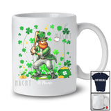 Personalized Leprechaun Playing Baseball; Joyful St. Patrick's Day Shamrock; Custom Name Player T-Shirt