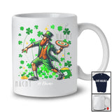 Personalized Leprechaun Playing Disc Golf; Joyful St. Patrick's Day Shamrock; Custom Name Player T-Shirt