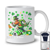 Personalized Leprechaun Playing Footgolf; Joyful St. Patrick's Day Shamrock; Custom Name Player T-Shirt