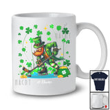 Personalized Leprechaun Playing Ice Hockey; Joyful St. Patrick's Day Shamrock; Custom Name Player T-Shirt