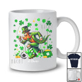 Personalized Leprechaun Playing Soccer; Joyful St. Patrick's Day Shamrock; Custom Name Player T-Shirt