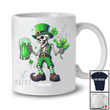 Personalized Leprechaun Skeleton Drinking Beer; Joyful St. Patrick's Day Custom Name Drunker T-Shirt
