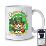 Personalized Lepurrchaun; Joyful St. Patrick's Day Custom Name Cat Smoking Pipe Smoker; Rainbow T-Shirt