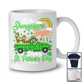 Personalized Let The Shenanigans Begin; Lovely St. Patrick's Day Custom Name Capybra On Pickup T-Shirt