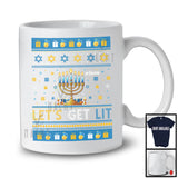 Personalized Let's Get Lit; Awesome Hanukkah Sweater Custom Name Family; Menorah Lights Dreidel T-Shirt