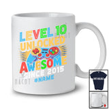Personalized Level 10 Unlocked Awesome Since 2015; Lovely 10th Birthday Custom Name Gamer T-Shirt
