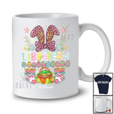 Personalized Librarian; Proud Easter Flowers Leopard Bunny; Custom Name Librarian Family T-Shirt