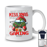 Personalized Likely To Miss X-mas While Gaming; Amusing Christmas Custom Name Santa Gamer T-Shirt