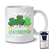 Personalized Likely To Start The Shenanigans; Joyful St. Patrick's Day Custom Name Shamrocks T-Shirt