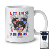 Personalized Little Miss Firecracker; Lovely 4th Of July Custom Name Afro Messy Bun Hair T-Shirt
