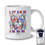 Personalized Little Miss Firecracker; Lovely 4th Of July Custom Name Messy Bun Hair Firework T-Shirt