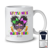 Personalized Little Miss Mardi Gras; Lovely Custom Name Afro Messy Bun Hair Mask; Parades T-Shirt