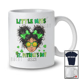 Personalized Little Miss St. Patrick's Day; Lovely Custom Name Afro Messy Bun Hair Leprechaun T-Shirt
