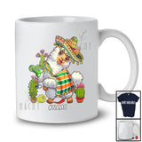 Personalized Llama Drinking Margarita; Cheerful Cinco De Mayo Custom Name Mexican; Drinking T-Shirt
