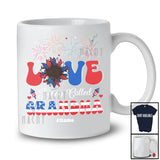Personalized Love Being Called Grandma; Cheerful 4th Of July Sunflower; Custom Name Patriotic T-Shirt