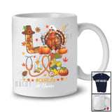 Personalized Love CNA Life; Amusing Thanksgiving Turkey Fall Leaves; Custom Name Nursing Nurse T-Shirt