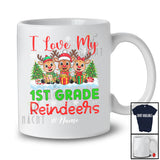 Personalized Love My 1st Grade Reindeers; Lovely Christmas Custom Name Teacher Three Reindeer T-Shirt
