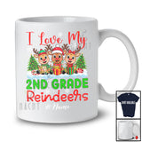 Personalized Love My 2nd Grade Reindeers; Lovely Christmas Custom Name Teacher Three Reindeer T-Shirt