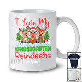Personalized Love My Kindergarten Reindeers; Lovely Christmas Custom Name Teacher Three Reindeer T-Shirt