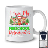 Personalized Love My Preschool Reindeers; Lovely Christmas Custom Name Teacher Three Reindeer T-Shirt