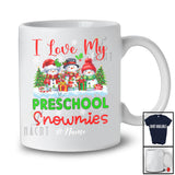 Personalized Love My Preschool Snowmies; Lovely Christmas Custom Name Teacher Three Snowman T-Shirt
