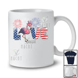 Personalized Love; Adorable 4th Of July USA Flag Custom Name Flamingo Lover; Family Group T-Shirt