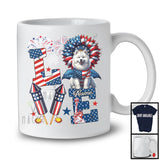 Personalized Love, Lovely 4th Of July Custom Name Samoyed, Sunflower US Flag Patriotic T-Shirt