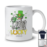 Personalized Lucky; Awesome St. Patrick's Day Custom Name Skeleton Men Drinking Beer T-Shirt
