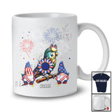 Personalized Macaw With Headband US Flag; Adorable 4th of July Custom Name Patriotic Sunflower T-Shirt
