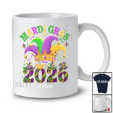 Personalized Mardi Gras 2026; Joyful Custom Name Parades; Jester Hat Mardi Gras Mask T-Shirt