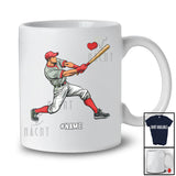 Personalized Men Playing Baseball Softball Hit Heart Away; Joyful Valentine Cusotm Name Sport Player T-Shirt