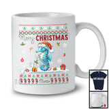 Personalized Merry Christmas; Amazing X-mas Red Plaid Santa Seahorse; Custom Name Sea Animal T-Shirt