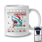 Personalized Merry Christmas; Amazing X-mas Red Plaid Santa Shark; Custom Name Sea Animal T-Shirt