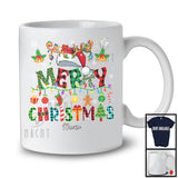 Personalized Merry Christmas; Lovely Custom Name Santa Reindeer Ornament; Leopard Plaid Family T-Shirt