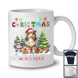 Personalized Merry Christmas; Lovely Custom Name Santa Shetland Sheepdog; Plaid X-mas T-Shirt