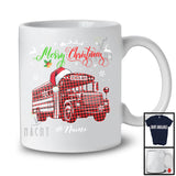 Personalized Merry Christmas; Proud X-mas Plaid Custom Name School Bus Driver; Jobs Family T-Shirt