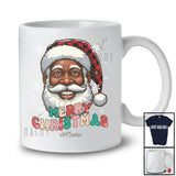 Personalized Merry Christmas; Wonderful X-mas Groovy Black Afro Santa; Custom Name Family T-Shirt