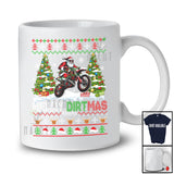 Personalized Merry Dirtmas; Amusing Christmas Sweater Custom Name Santa Riding Dirt Bike; Biker T-Shirt