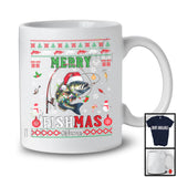 Personalized Merry Fishmas; Amazing Christmas Lights Santa Bass Fish; Custom Name Fishing T-Shirt