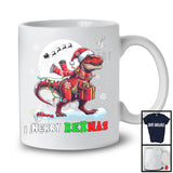 Personalized Merry Rexmas; Amazing Christmas Custom Name Santa T-Rex; Snowing Moon T-Shirt