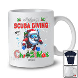 Personalized Merry Scuba Diving Christmas; Amusing X-mas Custom Name Santa Snowing Family T-Shirt
