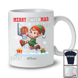 Personalized Merry Swishmas; Amusing Christmas Elf Playing Basketball Player; Sport Team T-Shirt