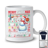 Personalized Merry Swishmas; Amusing Christmas Snowman Playing Basketball Player; Sweater Sport T-Shirt