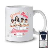 Personalized Mom of 3 Awesome Boys; Joyful Mother's Day Hearts; Custom Name Sons Family T-Shirt