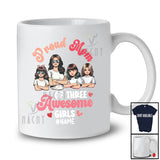 Personalized Mom of 3 Awesome Girls; Joyful Mother's Day Hearts; Custom Name Daughters Family T-Shirt