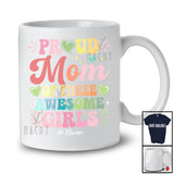 Personalized Mom of 3 Awesome Girls; Joyful Mother's Day Hearts; Daughters Custom Name Family T-Shirt