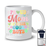 Personalized Mom of 3 Cool Boys; Joyful Mother's Day Hearts; Sons Custom Name Family T-Shirt