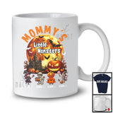 Personalized Mommy's Little Monsters, Creepy Halloween Moon Pumpkin, Custom Name Family T-Shirt